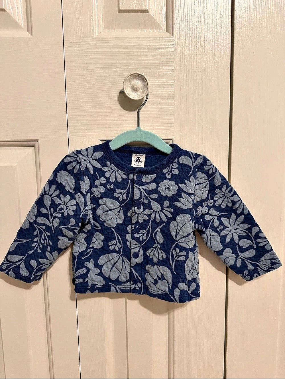 Petit Bateau Floral Quilted Cardigan Jacket